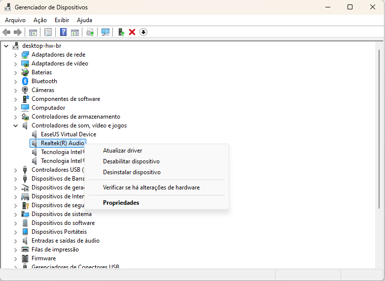 Atualizar o driver de áudio