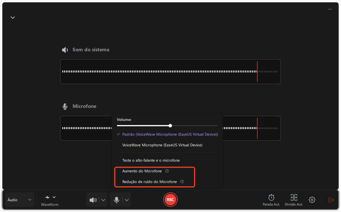 ajustar as configurações de áudio