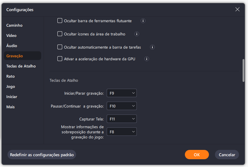configurações