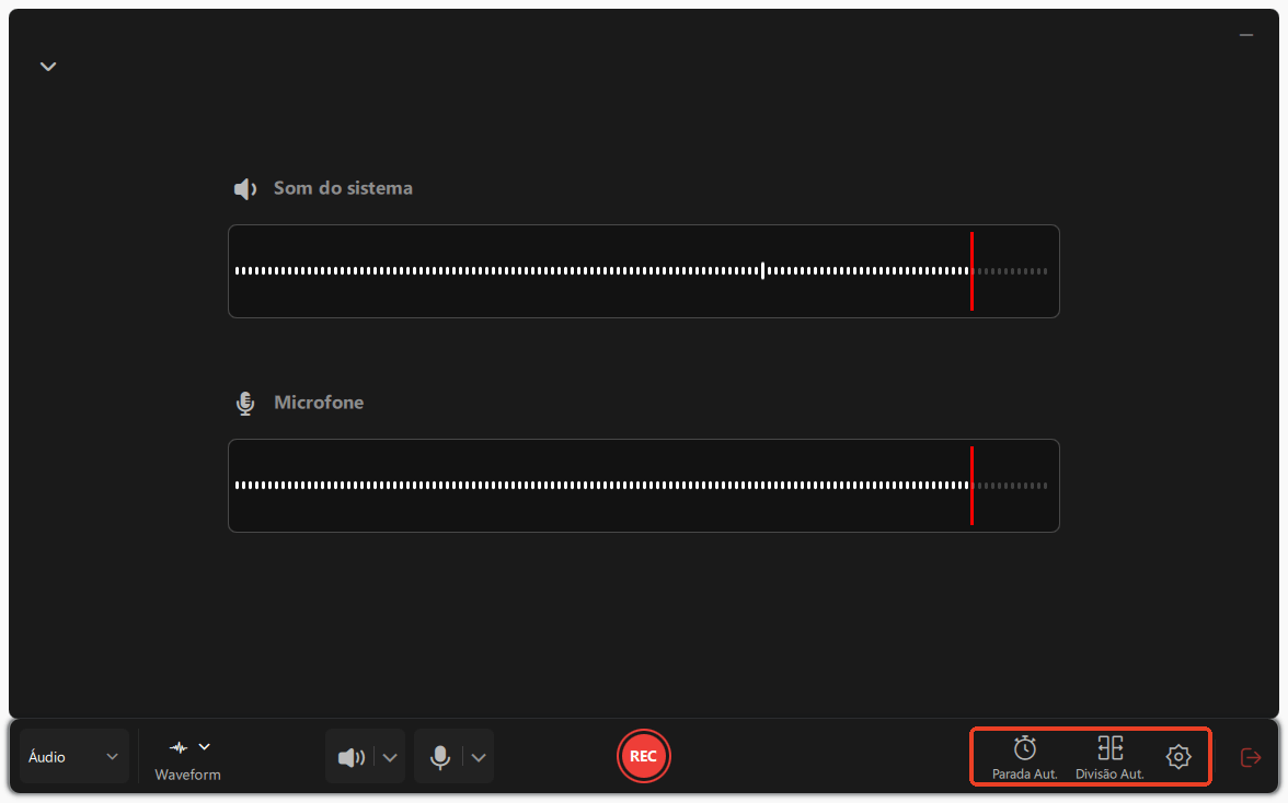 configurar mais configurações de gravação de áudio