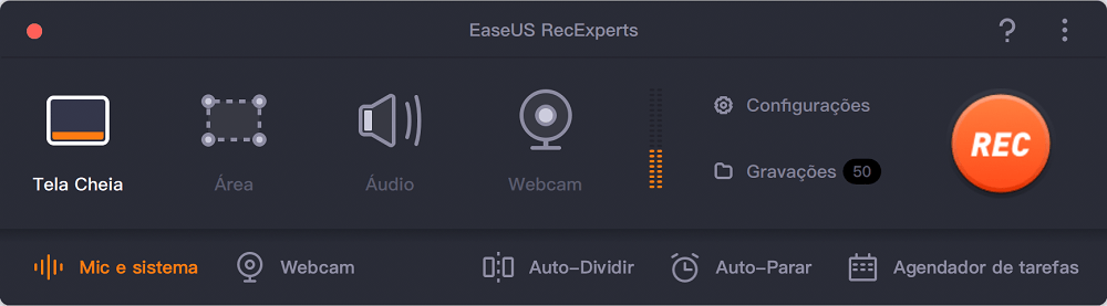 clique em Gravações em EaseUS Recexperts