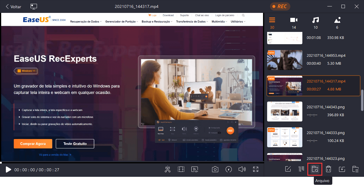 Importar arquivo para EaseUS RecExperts