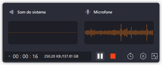 iniciar a gravação de áudio