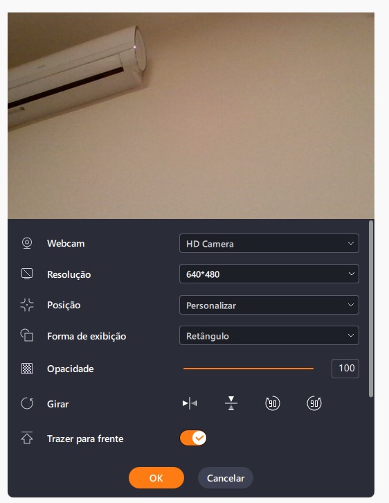 Ajustar as configurações da webcam