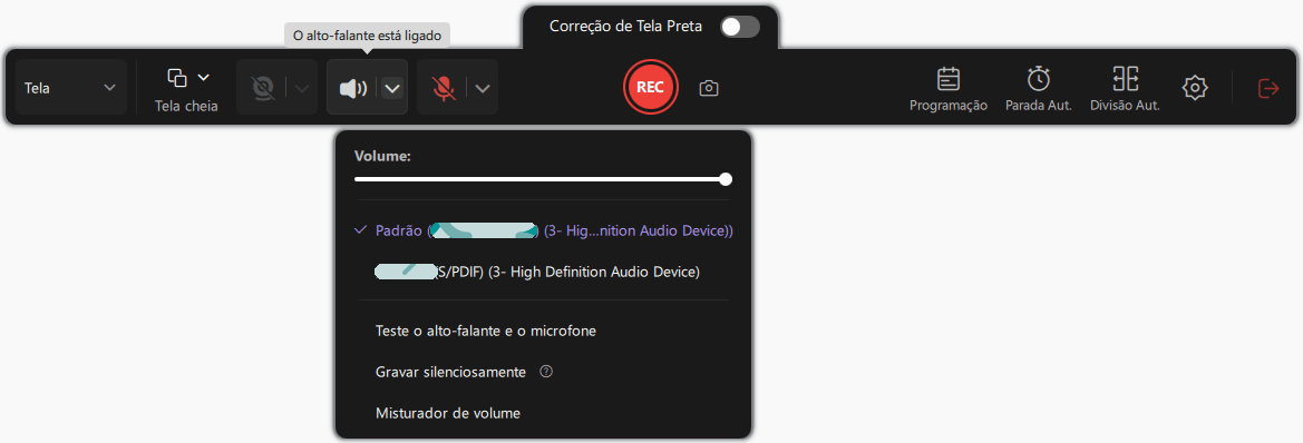 ativar/desativar alto-falante