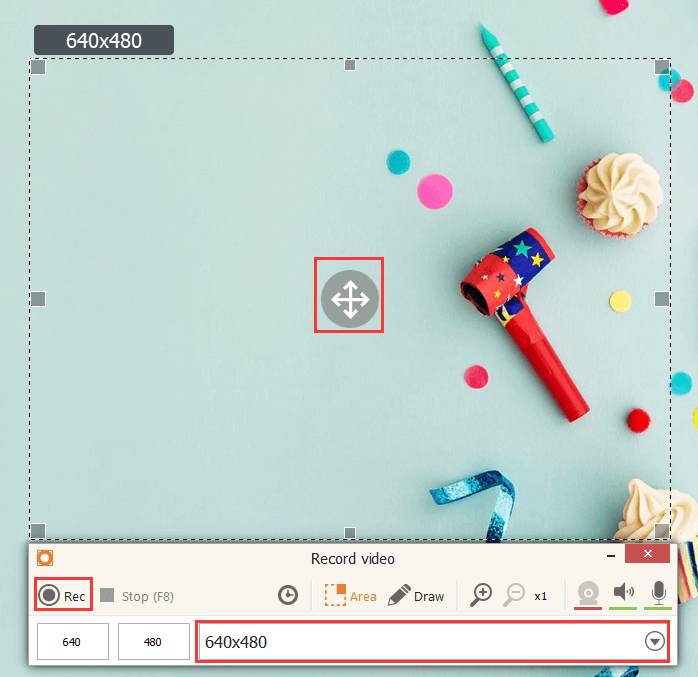 Defina o tamanho da janela como gravador de vídeo