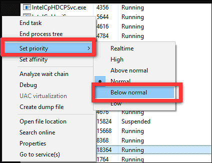 Prozesspriorität ändern