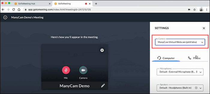 ManyCam virtuelle Kamera