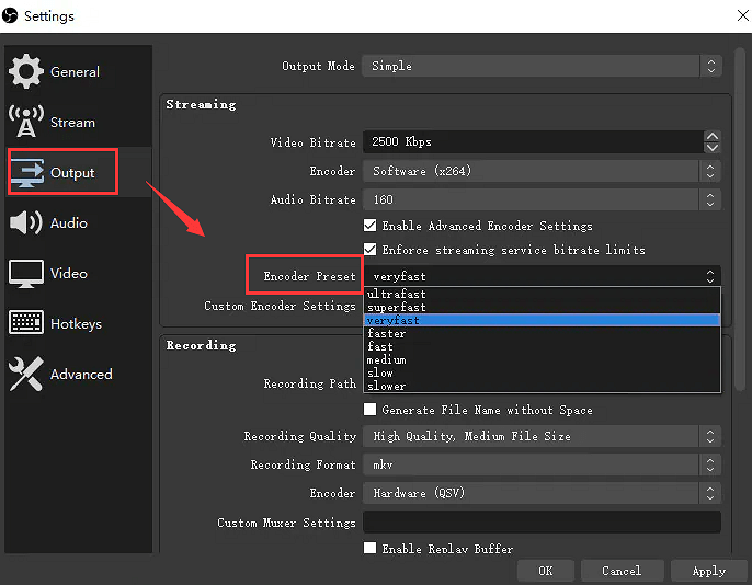 Encoder-Voreinstellung einstellen