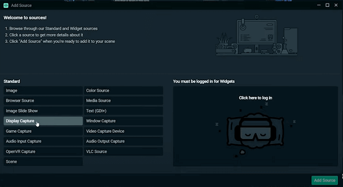 Display Capture auswählen