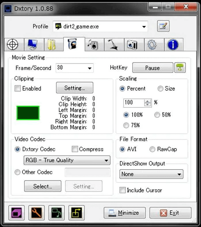 Firefox Bildschirmaufnahme mit Dxtory