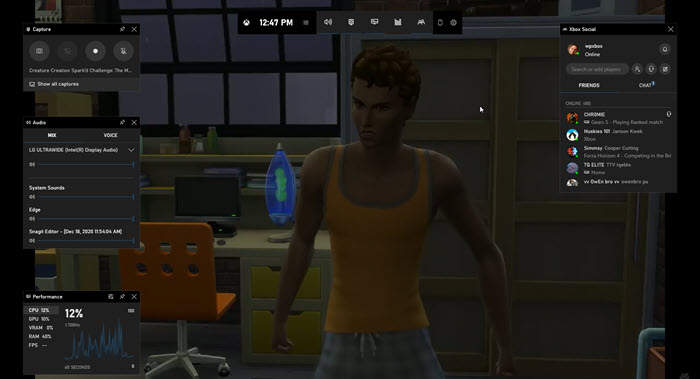 Aufnehmen von Sims 4 mit der Xbox Game Bar - Software starten