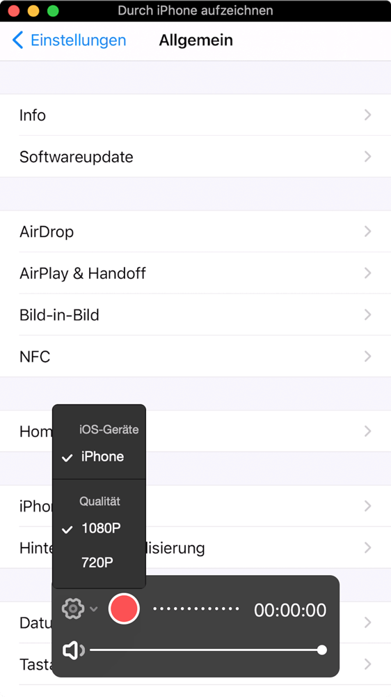 Spiele Bildschirm aufnehmen iOS