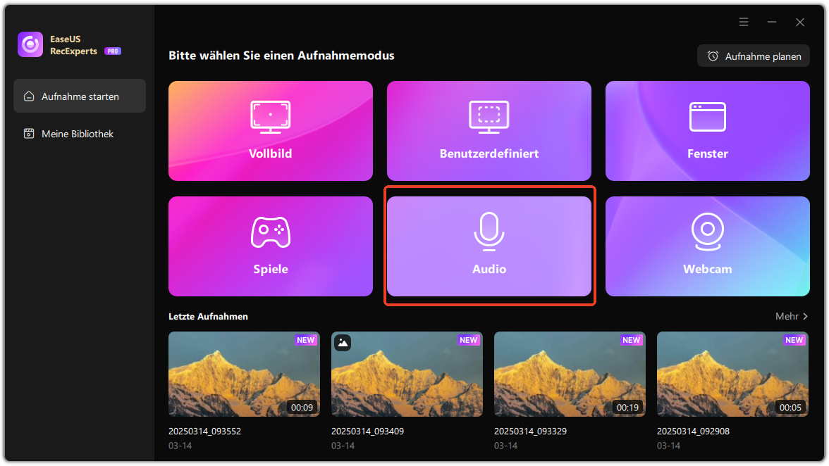 Audio-Aufnahme auswählen