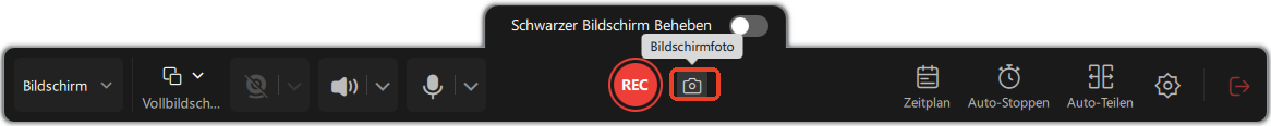 Bereich für die Aufnahme von Screenshots auswählen