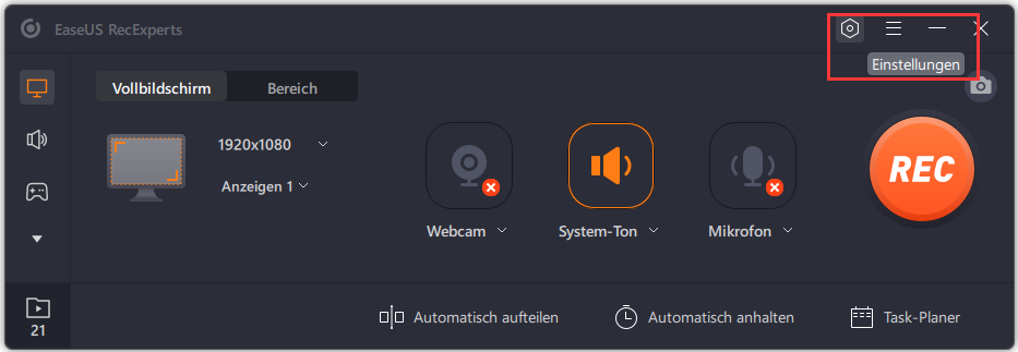 Online-Kurse aufzeichnen - Bildschirmaufnahme einstellen.
