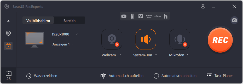 Videoaufzeichnung starten