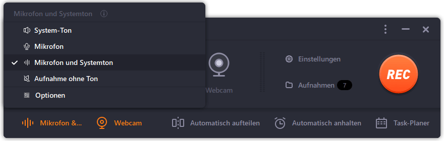 Webcam aufnehmen mit EaseUS RecExperts - Schritt 3