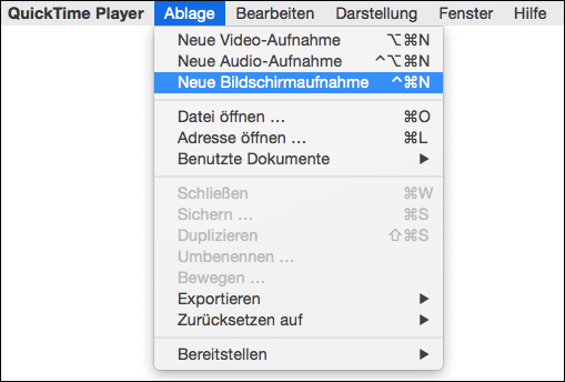 Online-Kurse aufzeichnen - QuickTime Player