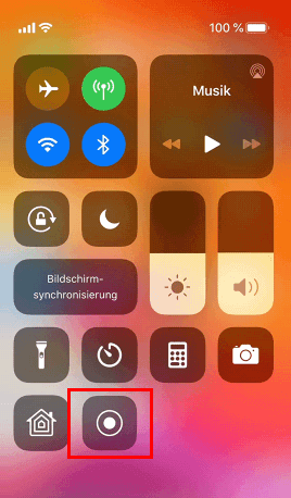 Den System-Sound und das Mikrofon auf iPhone aufnehmen - Bildschirmaufnahme finden.