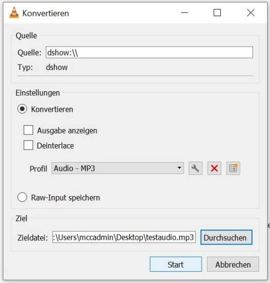Windows 10 Bildschirm-Aufnahme mit VLC - Schritt 3.