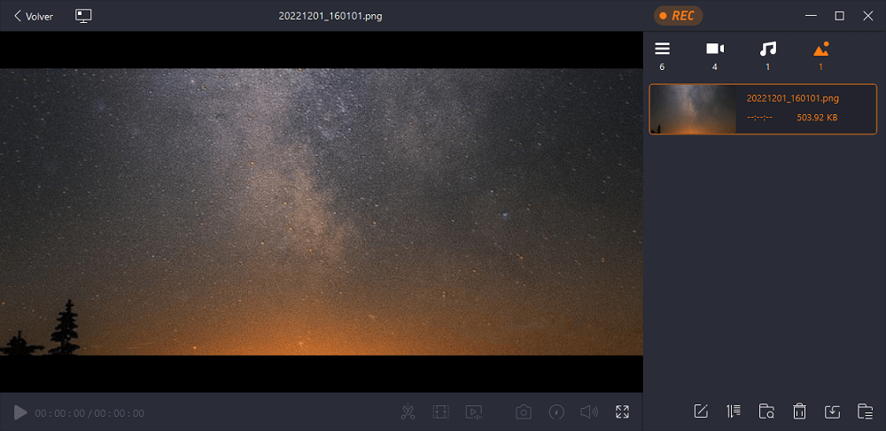 encontrar la captura de pantalla en Grabaciones