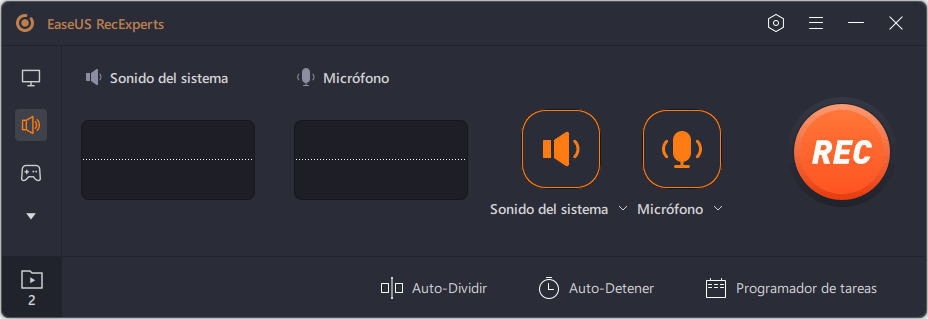 Pantalla principal de EaseUS RecExperts