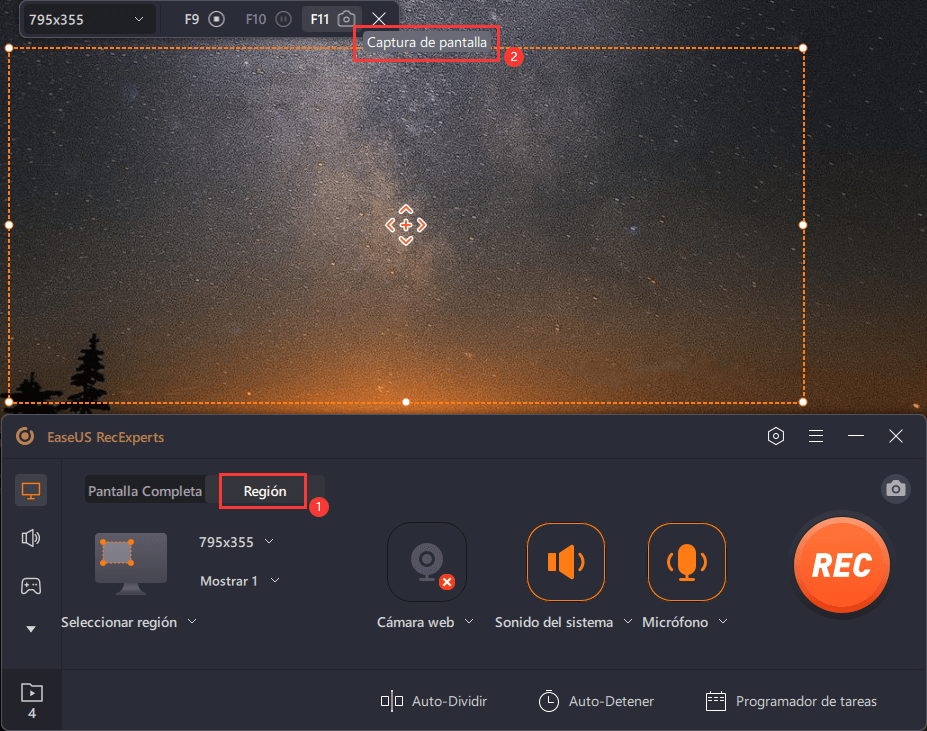 configuraciones de hacer captura de pantalla