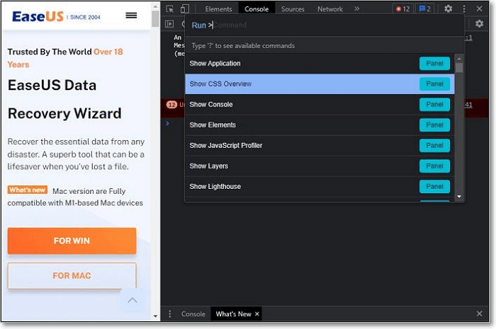 open the search command
