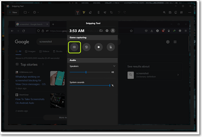 icône de capture d'écran