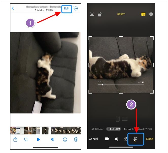 bildschirmaufnahme auf dem iphone zuschneiden - schritt 1