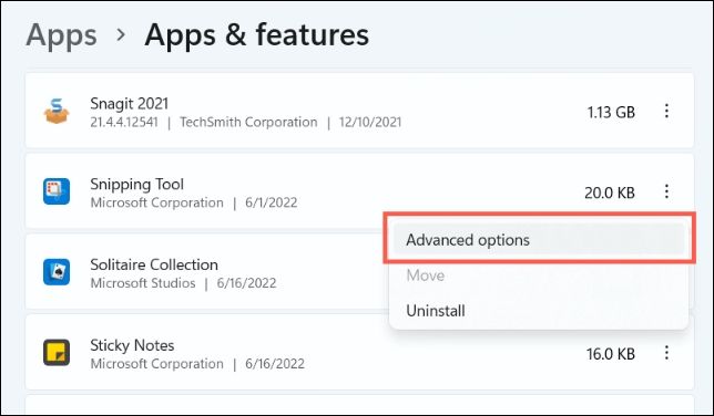 Reparar y Restablecer la Herramienta Recortar y Esbozar