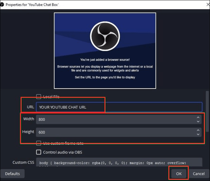 Adicione uma caixa de bate-papo do YouTube