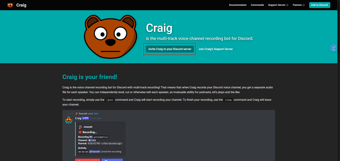 adicione craig ao servidor discord