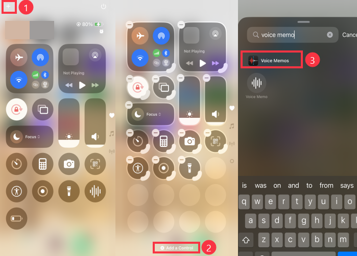 add voice memos to control centre