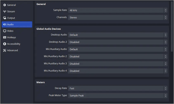 Ajustar a taxa de amostragem do OBS