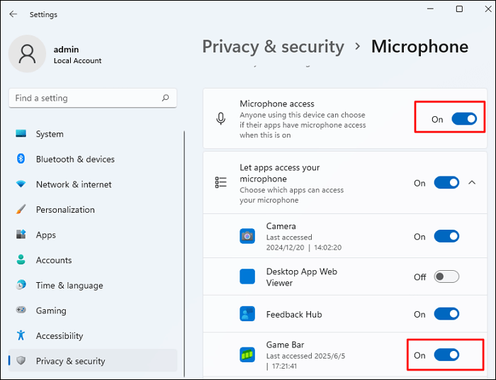 allow mic access game bar