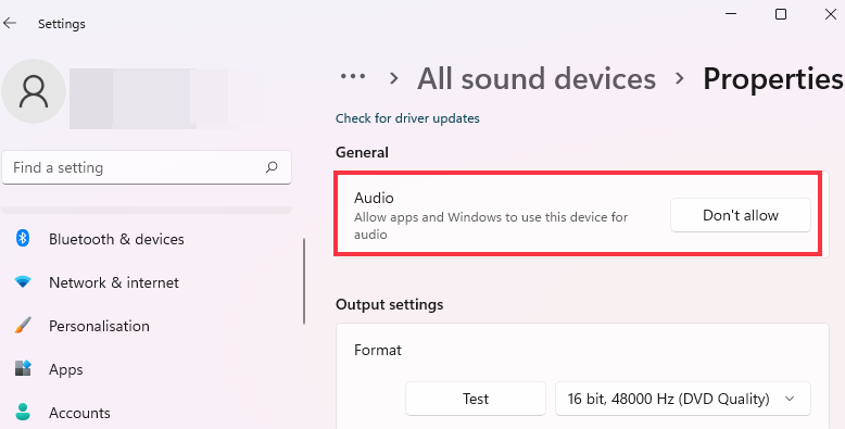 allow to use the audio device