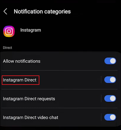 configurações de notificação do instagram android 5
