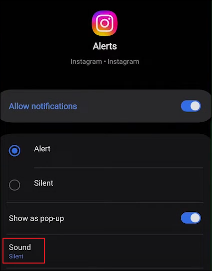 configurações de notificação do instagram android 6