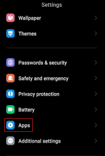 aplicativos de configurações do android