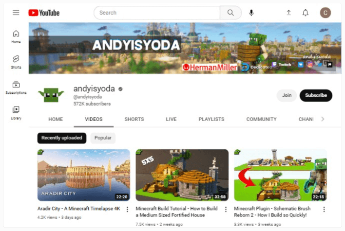 canal de andyisyoda no YouTube