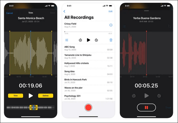 aplicativo Voice Memos da apple
