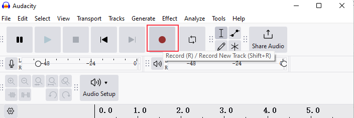 audacity record button 