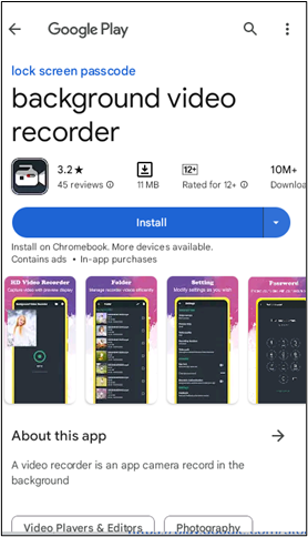 Gravador de vídeo de fundo