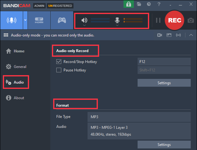 bandicam 音訊設定