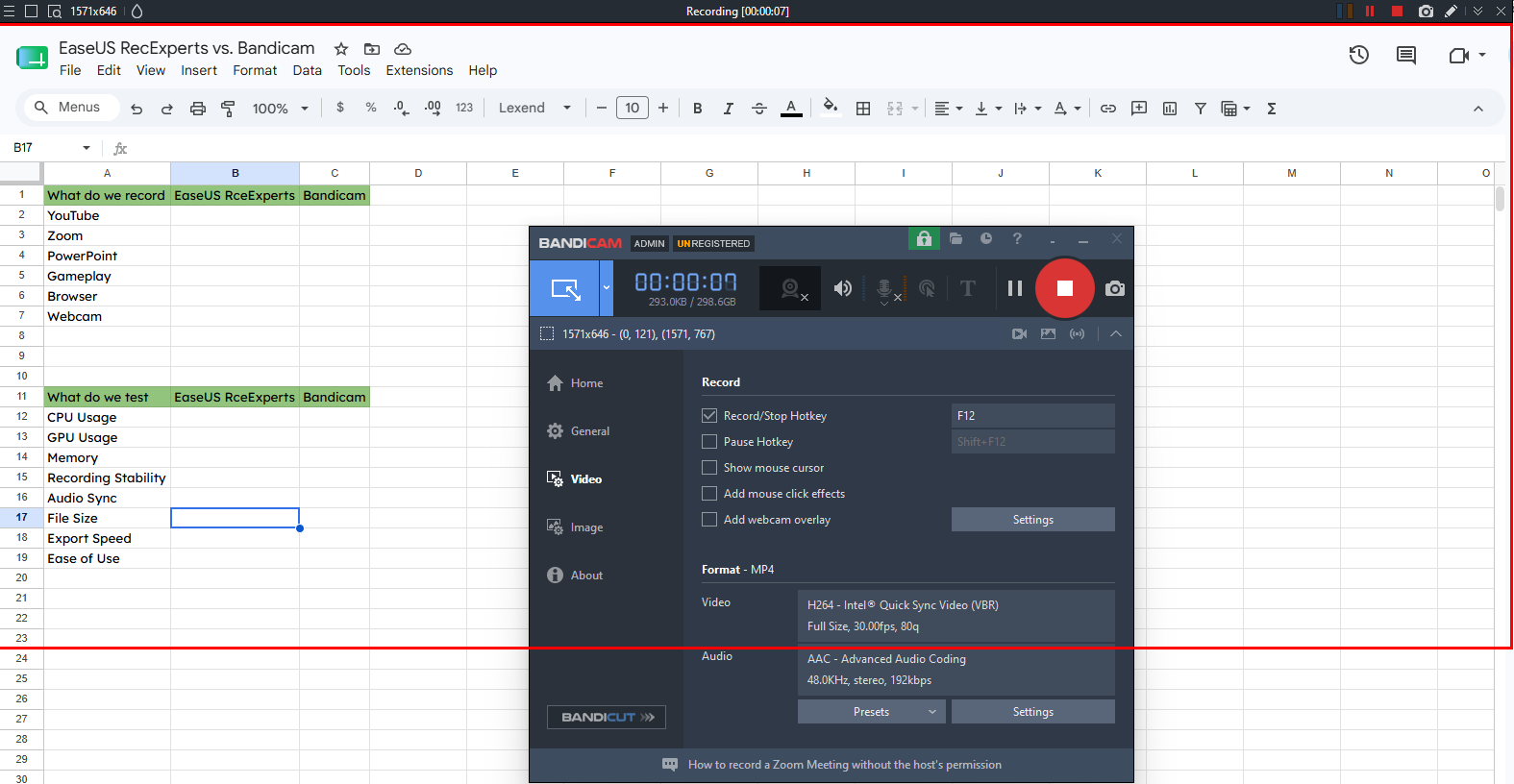 bandicam recording scenario