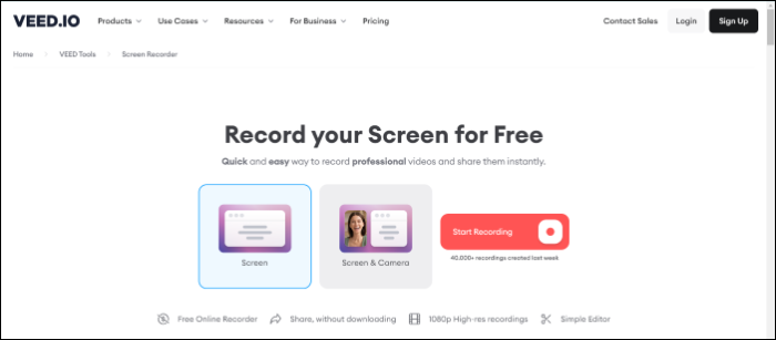 Online screen and camera recorder