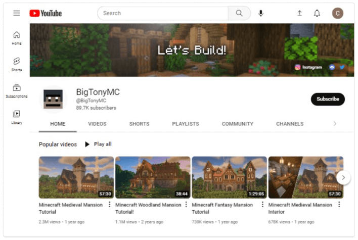Canal BigTonyMC no YouTube