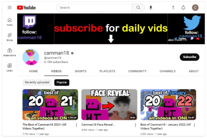 canal camman18 no YouTube
